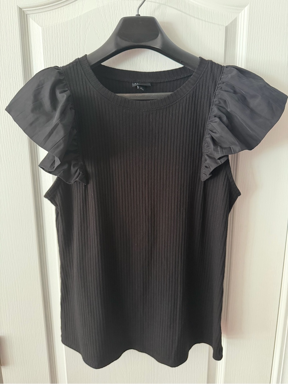 torrid Black Ribbed Tank with Ruffle Sleeves - Picture 5 of 5